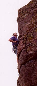 Bob leading on Kid's Climb at Golden Cliffs.