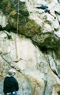 Climbing at Happy Hour Crag.